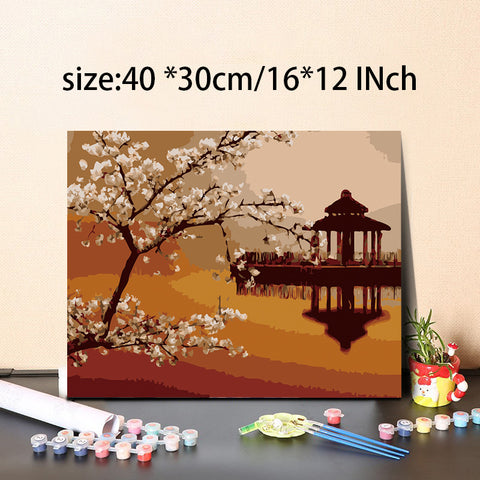 Digital Oil Paint By Numbers 40x30cm/16x12 Inch Canvas Frame Number Painting Living Room Wall Decor HDPT