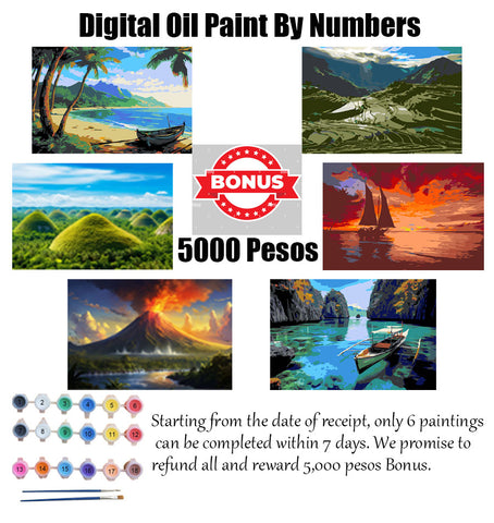 60*40cm Digital Oil Paint By Numbers Canvas Frame Number Painting Decor Wall Painting Philippine Attractions Oil Painting