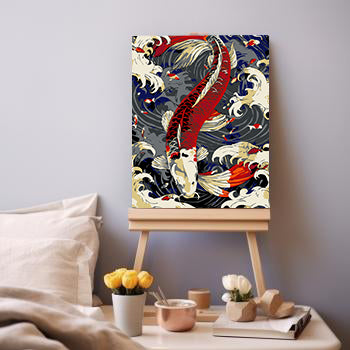 40*60CM Koi Fish Digital Oil Paint By Numbers Canvas Painting Wall Decor With Frame Diy Decor Painting