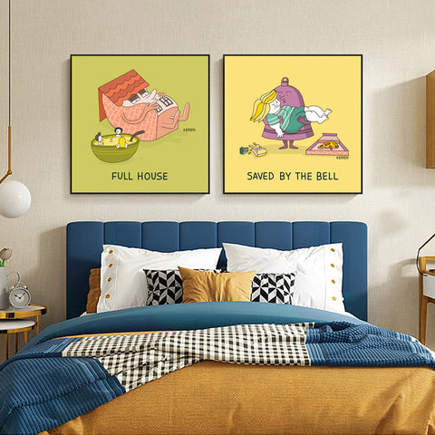 Ins Cartoon Funny Children's Room Bedroom Decoration Painting Gourmet Restaurant Simple Decorative Frame Painting