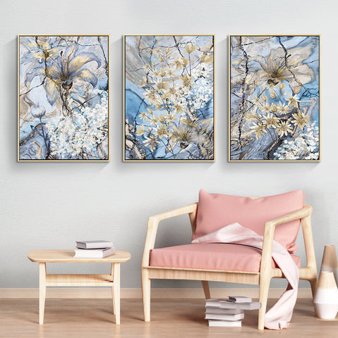 210*90cm 3 in 1 Minimalist Nordic Wall Frame Home Decoration Golden Edge Style Painting