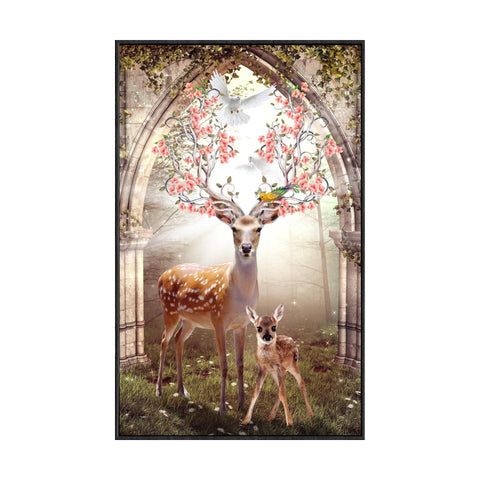 Wall Decor Painting With Frame Vase Deer Decorative Painting Modern Simple New Chinese Style Vertical Entrance Bottle Hanging Painting