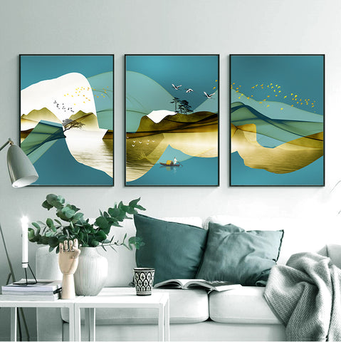 210*90cm 3pcs Set Frame Painting Wall Art Abstract Nordic Abstract Style Print Pictures Wall Poster Decor Bedroom Living Room Interior Home Framed Decoration
