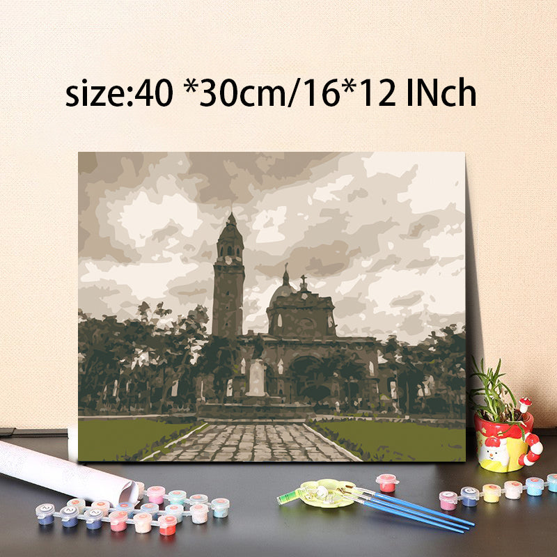 Digital Oil Paint By Numbers 40x30cm/16x12 Inch Canvas Frame Number Painting Living Room Wall Decor HDPT