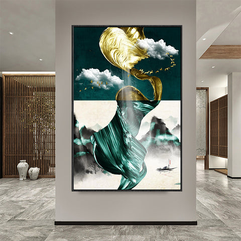 Frames Decorative Wall Canvas Painting American Porch Decorative Painting Light Luxury Abstract Vertical Version Hanging Wall Painting