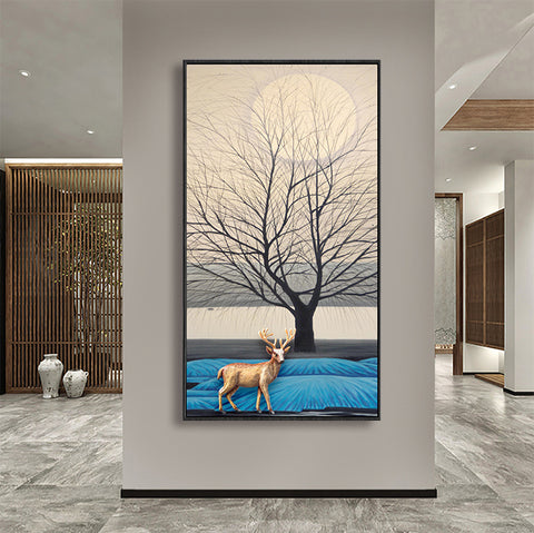 Painting Frame Wall Decor Clear Nordic American Decor Painting Deer Abstract Landscape Art
