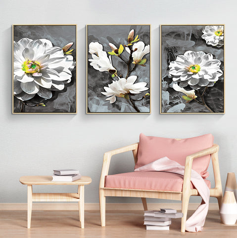 210*90cm 3 in 1 HD Print Elegant Flower Canvas Painting Abstract Art Porch Wall Decoration Picture Home Artwork Gift