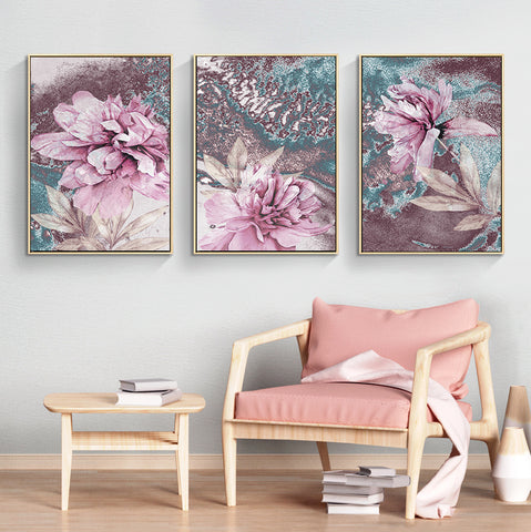 210*90cm 3 in 1 Minimalist Nordic Wall Frame Home Decoration Golden Edge Style Painting