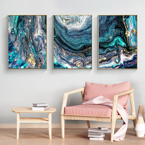 210*90cm 3 in 1 Minimalist Nordic Wall Frame Home Decoration Golden Edge Style Painting