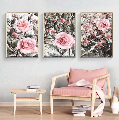 210*90cm 3 in 1 HD Print Elegant Flower Canvas Painting Abstract Art Porch Wall Decoration Picture Home Artwork Gift