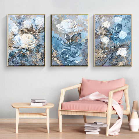 210*90cm 3 in 1 Minimalist Nordic Wall Frame Home Decoration Golden Edge Style Painting