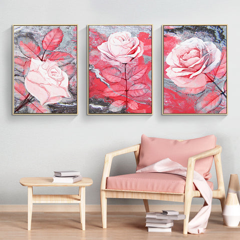 210*90cm 3 in 1 Minimalist Nordic Wall Frame Home Decoration Golden Edge Style Painting