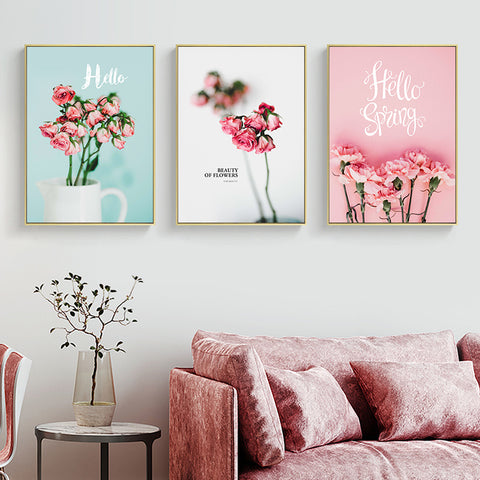 210*90cm 3 in 1 Minimalist Nordic Wall Frame Home Decoration Golden Edge Style Painting