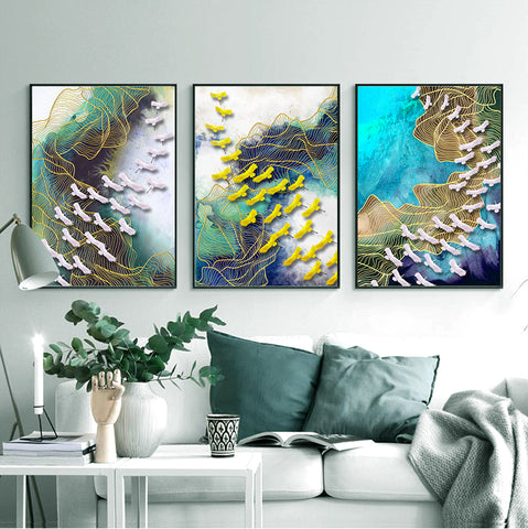 210*90cm 3pc Set  Modern Nordic Style Light Luxury Living Room And Children's Room Hanging Paintings HD Crystal Porcelain Painting Decoration