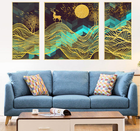 210*90cm 3 in 1 HD Print Elegant Flower Canvas Painting Abstract Art Porch Wall Decoration Picture Home Artwork Gift