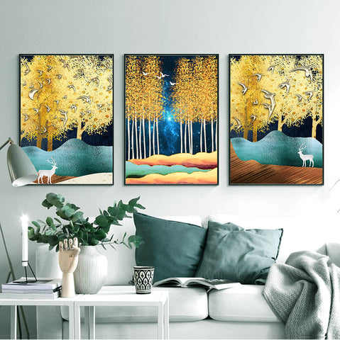 210*90cm 3pc Set  Modern Nordic Style Light Luxury Living Room And Children's Room Hanging Paintings HD Crystal Porcelain Painting Decoration