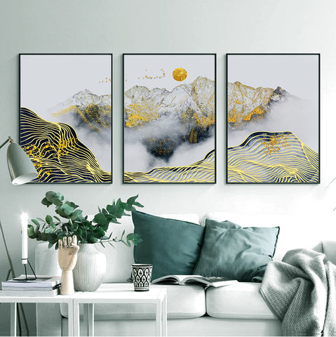 210*90cm 3pcs Set Frame Painting Wall Art Abstract Nordic Abstract Style Print Pictures Wall Poster Decor Bedroom Living Room Interior Home Framed Decoration