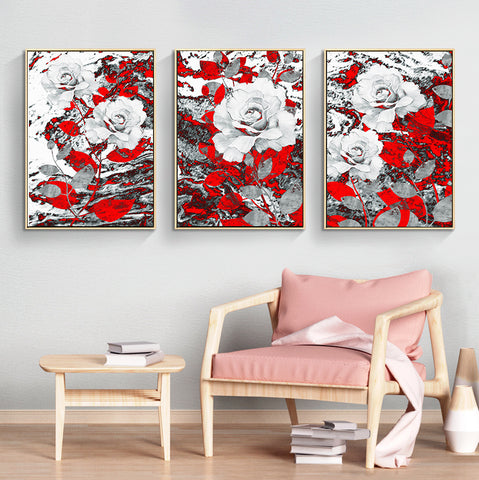 210*90cm 3 in 1 HD Print Elegant Flower Canvas Painting Abstract Art Porch Wall Decoration Picture Home Artwork Gift