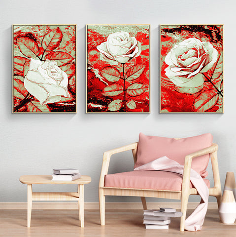 210*90cm 3 in 1 HD Print Elegant Flower Canvas Painting Abstract Art Porch Wall Decoration Picture Home Artwork Gift