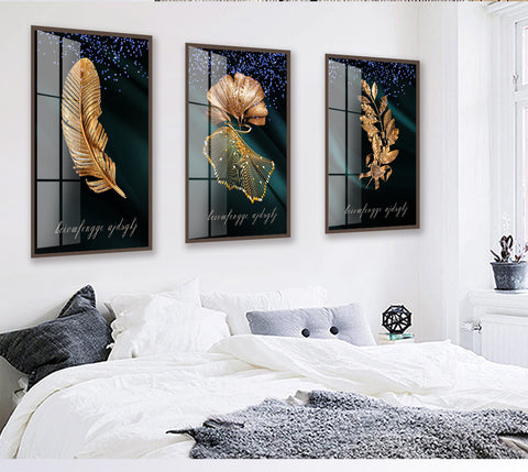 210*90cm 3 in 1 Minimalist Nordic Wall Frame Home Decoration Golden Edge Style Painting