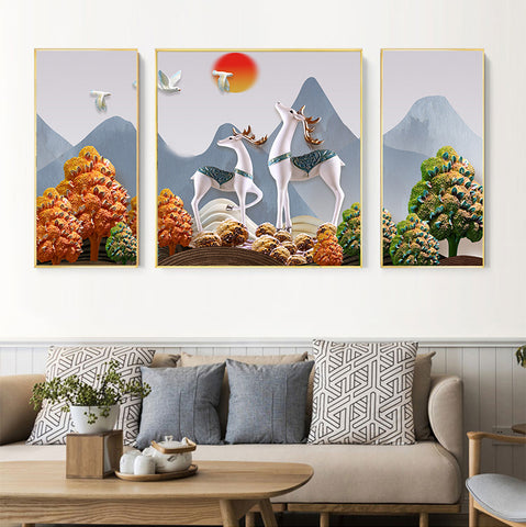 210*90cm 3 in 1 HD Print Elegant Flower Canvas Painting Abstract Art Porch Wall Decoration Picture Home Artwork Gift