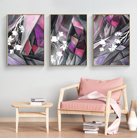 210*90cm 3 in 1 HD Print Elegant Flower Canvas Painting Abstract Art Porch Wall Decoration Picture Home Artwork Gift