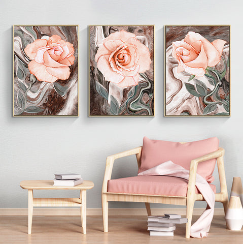 210*90cm 3 in 1 HD Print Elegant Flower Canvas Painting Abstract Art Porch Wall Decoration Picture Home Artwork Gift
