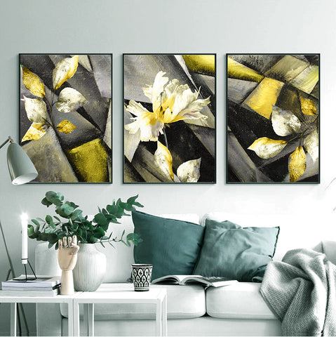 210*90cm 3 in 1 Minimalist Nordic Wall Frame Home Decoration Golden Edge Style Painting
