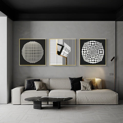 16*16In Luxury Frame Painting Art Abstract Nordic Style Bedroom Living Room Wall Decor with Frame HDPT