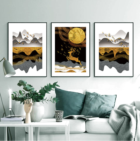 210*90cm 3pcs Set Frame Painting Wall Art Abstract Nordic Abstract Style Print Pictures Wall Poster Decor Bedroom Living Room Interior Home Framed Decoration