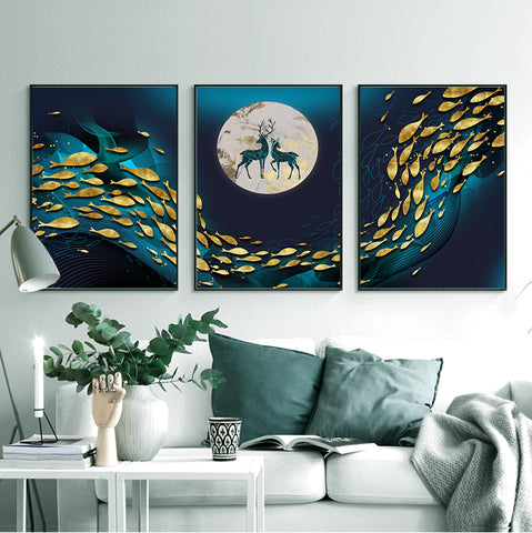 210*90cm 3pcs Set Frame Painting Wall Art Abstract Nordic Abstract Style Print Pictures Wall Poster Decor Bedroom Living Room Interior Home Framed Decoration
