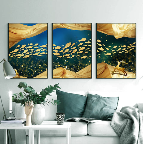 210*90cm 3pc Set  Modern Nordic Style Light Luxury Living Room And Children's Room Hanging Paintings HD Crystal Porcelain Painting Decoration