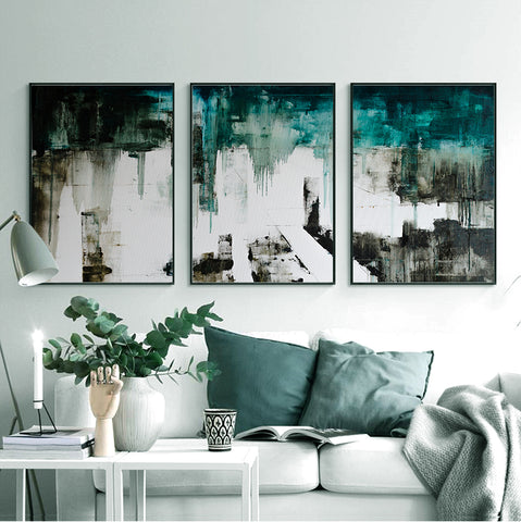 210*90cm 3 in 1 Minimalist Nordic Wall Frame Home Decoration Golden Edge Style Painting