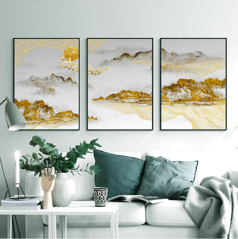 210*90cm 3pcs Set Frame Painting Wall Art Abstract Nordic Abstract Style Print Pictures Wall Poster Decor Bedroom Living Room Interior Home Framed Decoration