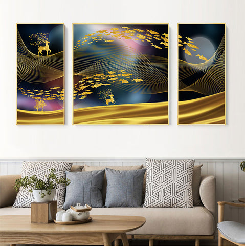 210*90cm 3pcs Set Frame Painting Wall Art Abstract Nordic Abstract Style Print Pictures Wall Poster Decor Bedroom Living Room Interior Home Framed Decoration