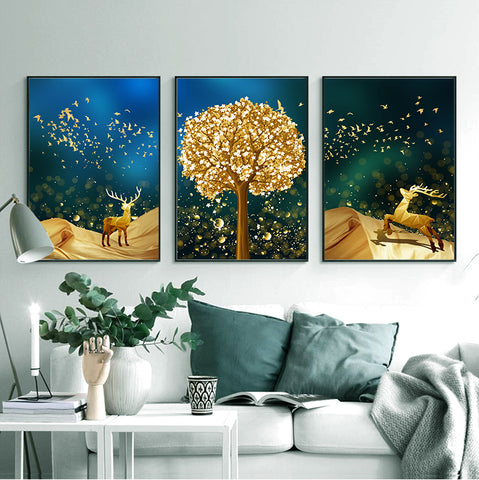 210*90cm 3pcs Set Frame Painting Wall Art Abstract Nordic Abstract Style Print Pictures Wall Poster Decor Bedroom Living Room Interior Home Framed Decoration
