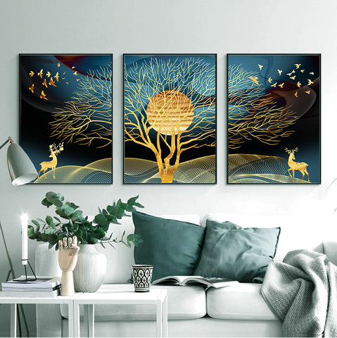210*90cm 3pc Set  Modern Nordic Style Light Luxury Living Room And Children's Room Hanging Paintings HD Crystal Porcelain Painting Decoration