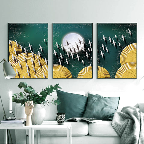 210*90cm 3pc Set  Modern Nordic Style Light Luxury Living Room And Children's Room Hanging Paintings HD Crystal Porcelain Painting Decoration