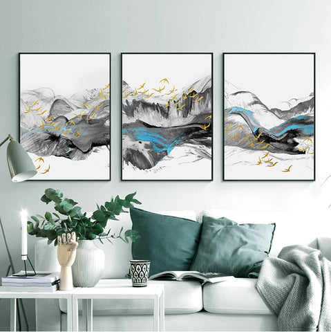 210*90cm 3pcs Set Frame Painting Wall Art Abstract Nordic Abstract Style Print Pictures Wall Poster Decor Bedroom Living Room Interior Home Framed Decoration