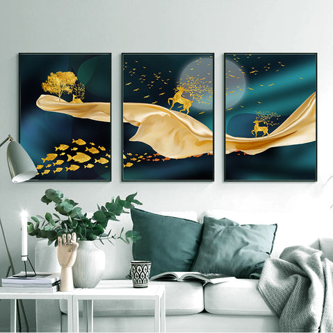 210*90cm 3pc Set  Modern Nordic Style Light Luxury Living Room And Children's Room Hanging Paintings HD Crystal Porcelain Painting Decoration
