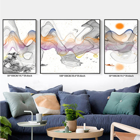 3PCS painting wall decor abstract landscape living room bedroom study decoration hanging painting