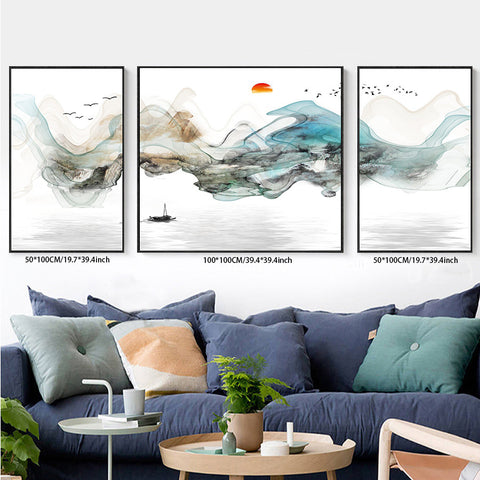 3PCS painting wall decor abstract landscape living room bedroom study decoration hanging painting