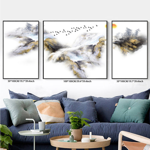 3PCS painting wall decor natural landscapes living room bedroom study decoration hanging painting